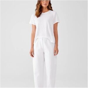 Eileen Fisher Organic Cotton Hemp Cargo Pants White Elastic Waist Womens Small